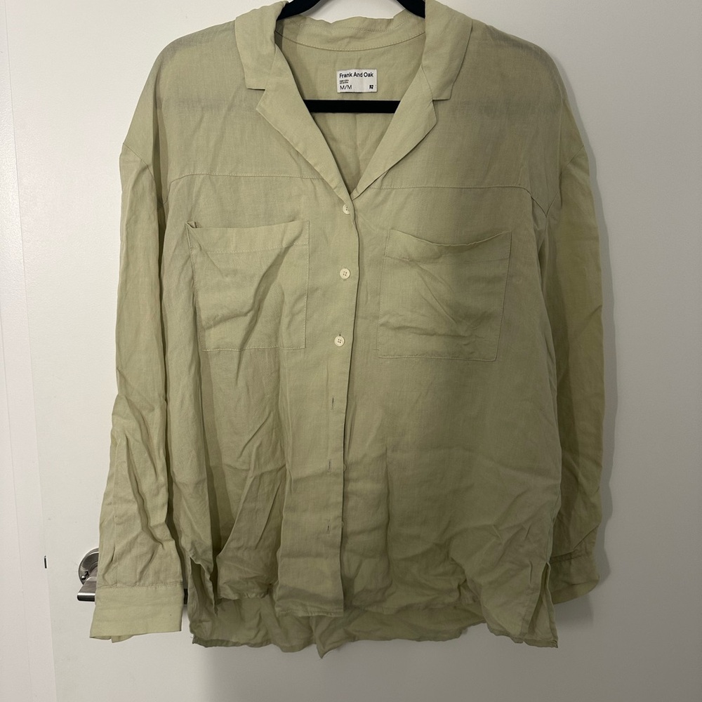 Light Green Linen Button-Up Shirt